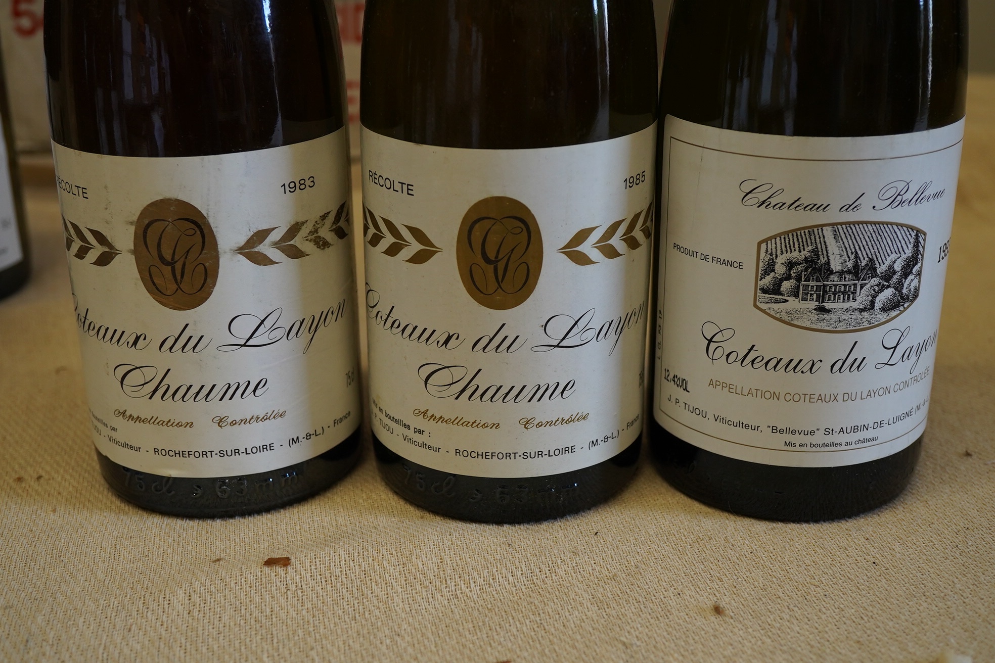 Eleven bottles of 1983 Chateau Du Layon Chaume, one 1985 bottle and one 1993 Chatueau de Bellevue Coteaux du Layon